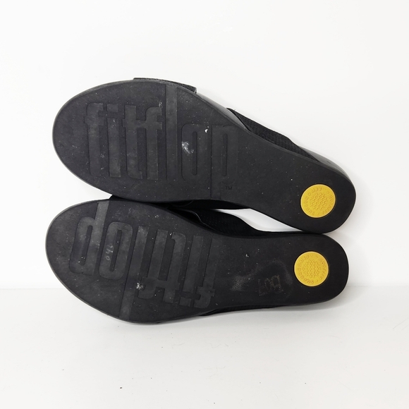 Fitflop Aix Black Perforated Nubuck Leather Slip On Slide Sandals Size 9 - Picture 3 of 9